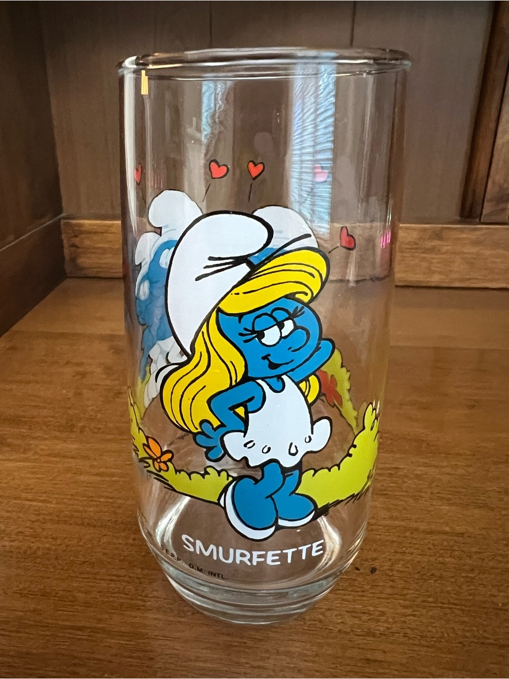 1982 Smurf and Smurfette Glass Tumbler - Vintage Character Home Art